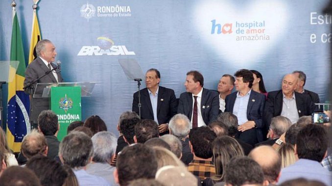 Presidente Michel Temer fala durante inauguração do hospital do Câncer de Porto Velho